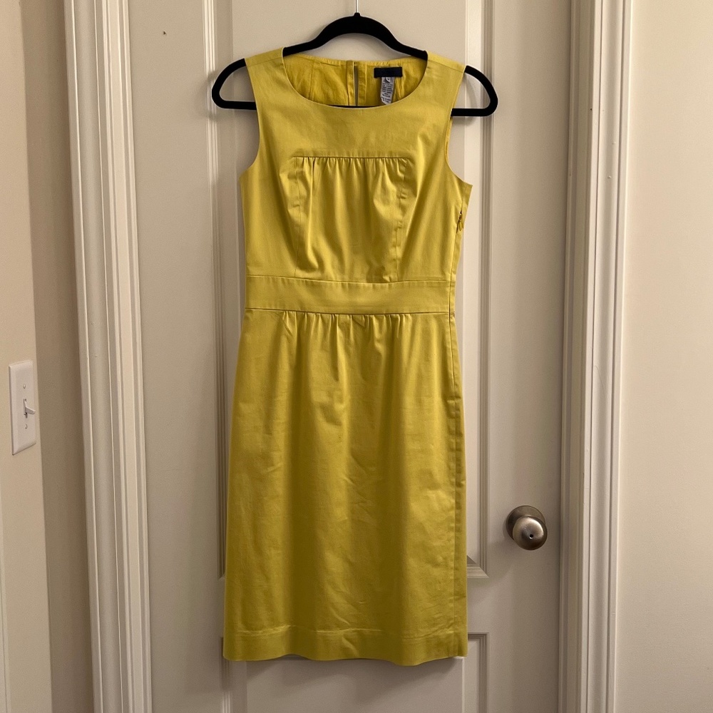 J.Crew Size 2 Yellow Sheath Dress Sleeveless Lined